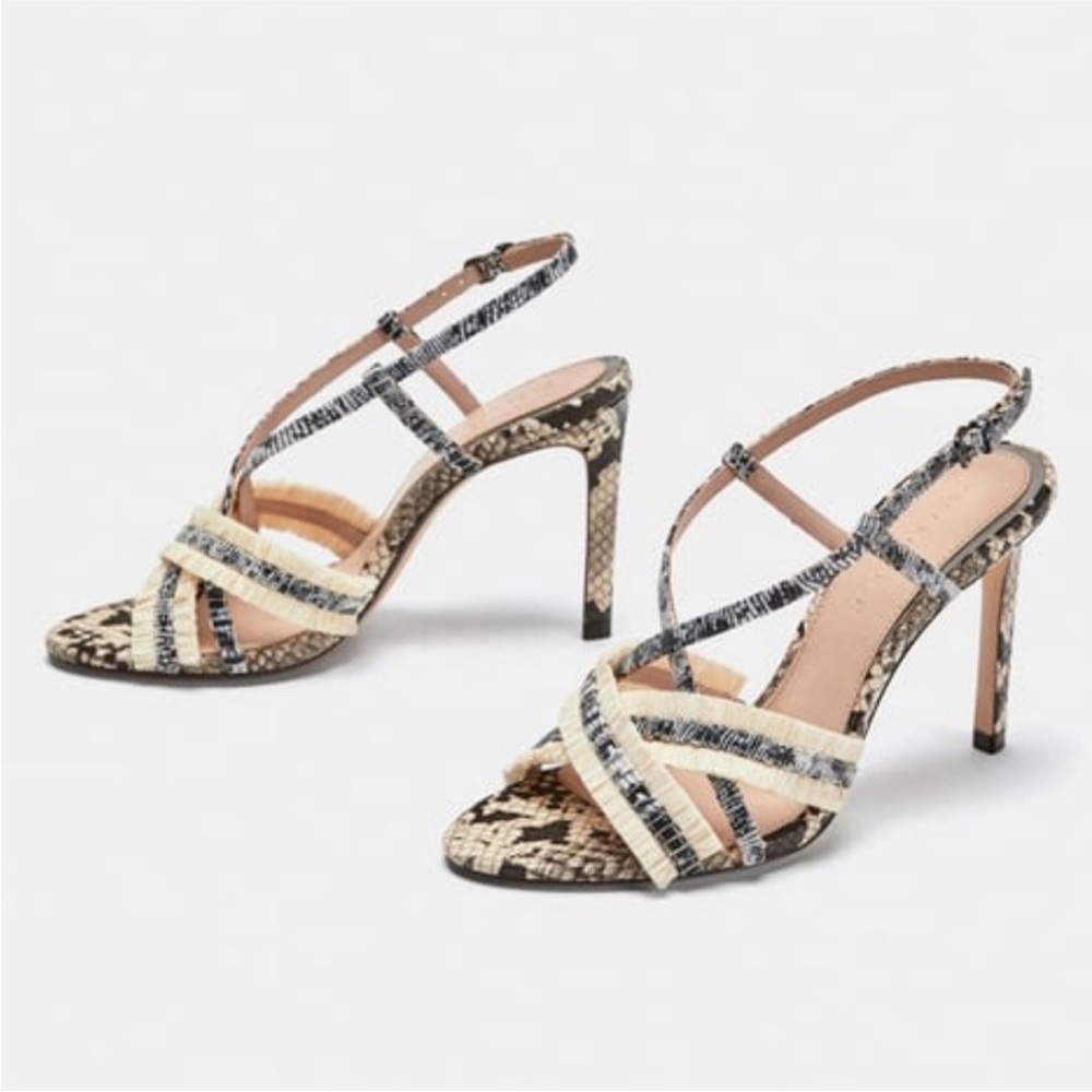 Zara Women Strappy Snakeskin Heels